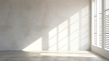 Generative AI Abstract 3d rendering of empty concrete room with light and shadow on the wall.