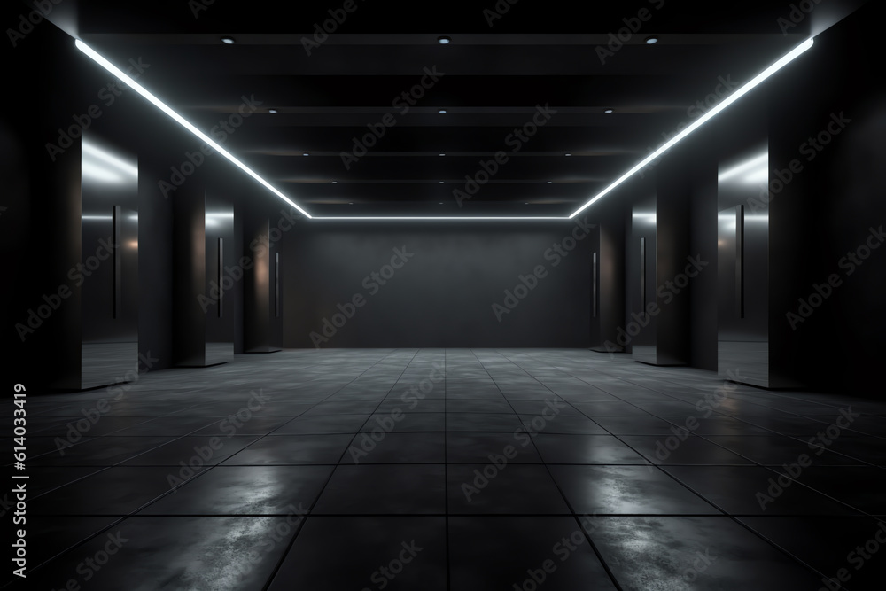 Poster generative ai perspective view of empty floor with modern building and beautiful nigh city backgroun