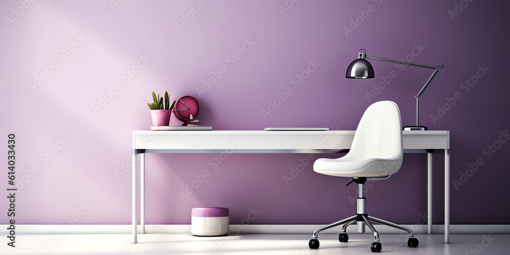 Aufkleber Generative AI empty chair with desk - working space at home