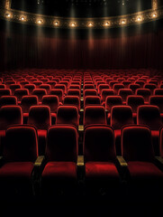 Generative AI Empty movie theater with red seats