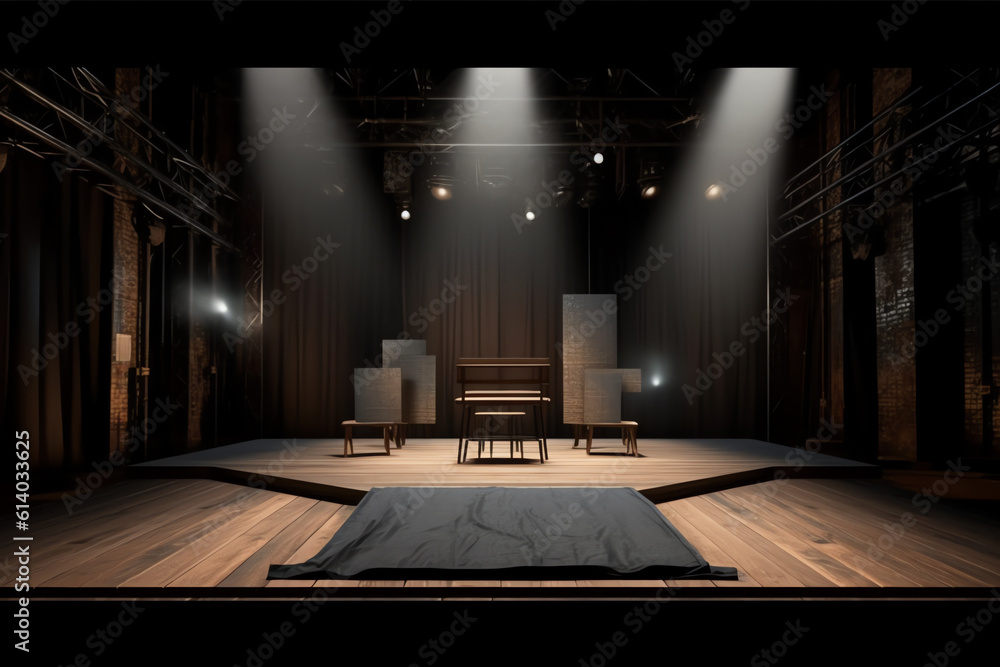 Poster generative ai dark film theater with projection light and empty seats