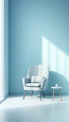 Generative AI Modern blue and white chairs standing in interior empty blue room for copy space. minimal space.