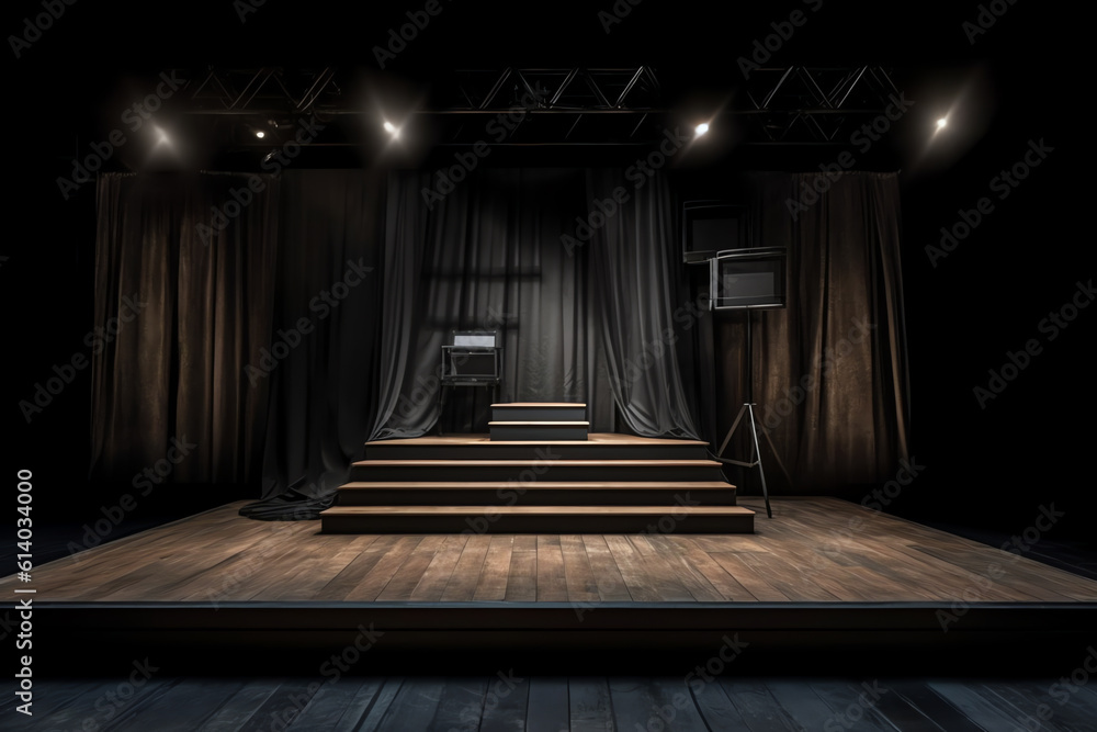 Poster generative ai dark film theater with projection light and empty seats