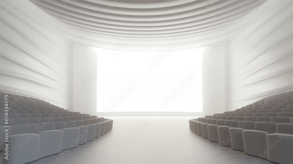 Poster generative ai empty cinema screen with audience. material for designers