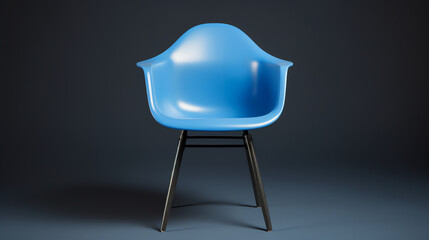 Generative AI Blue color chair, modern designer chair isolated on white background. Plastic chair cut out. Series of furniture