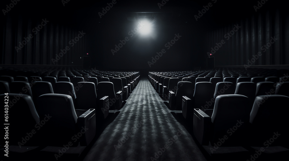 Poster generative ai empty cinema auditorium with screen and seats
