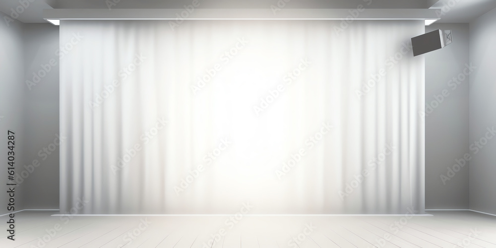 Poster generative ai cinema dark hall with white empty screen. entertainment and presentation scene for ind