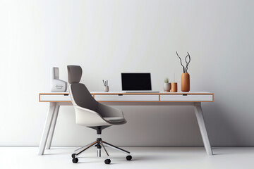Fototapeta na wymiar Generative AI Modern workplace with office chair