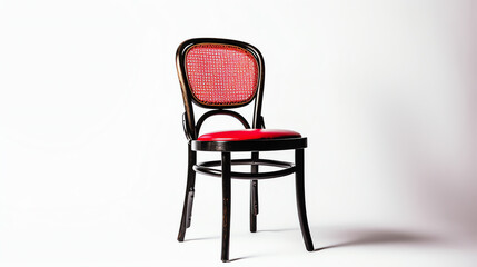 Generative AI Old fashioned red chair on a wooden floor