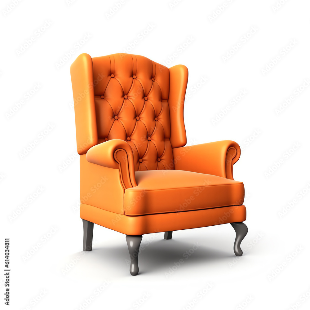 Poster generative ai 3d realistic soft chair with shadow isolated on white background. vector illustration