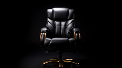 Generative AI The office chair from black leather. Isolated