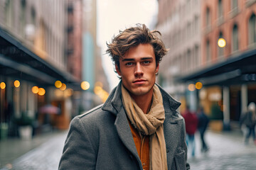 Fototapeta premium Portrait of a handsome young man in the city