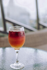 Ice Tea on top table with selective focus and blurry