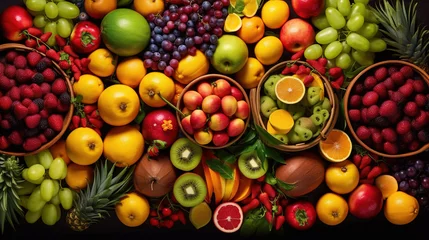 Fotobehang A lot of fruits for background or wallpaper © Absent Satu