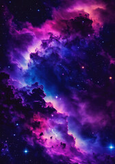 Fototapeta na wymiar Colorful space filled with stars and clouds, Galaxy in a free space. Star field in space a nebulae and a gas congestion. Generative AI