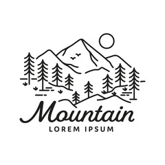outdoor mountain logo monoline vector design