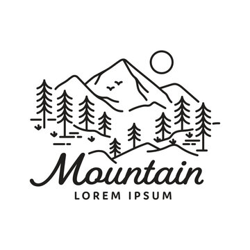outdoor mountain logo monoline vector design