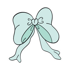 Bow beautiful pastel illustration. Hand drawing. Holiday design for decoration.