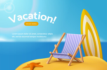 Beach vacation banner template