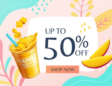 Mango smoothie sale poster template