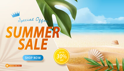 Summer beach sale promo template