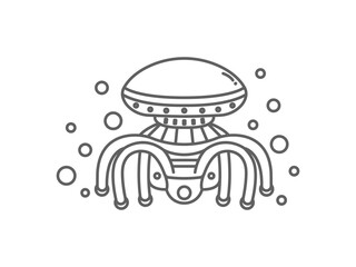 cartoon line ufo illustration icon