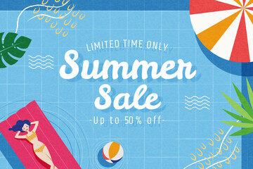 Pool vacation summer sale poster
