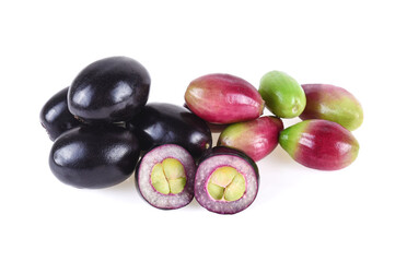 Jambolan plum or Java plum isolated on white background