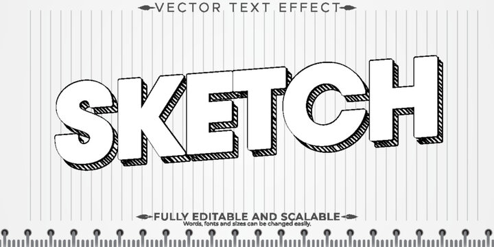 Sketch text effect, editable drawing and architect text style