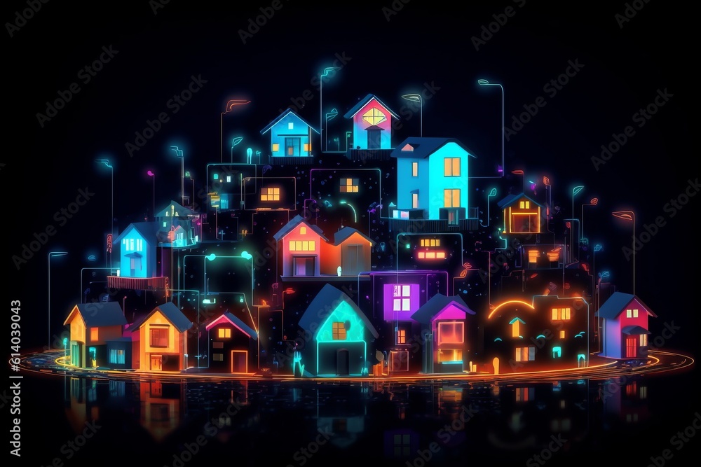 Poster developing a digital network for smart homes and cities. smart citi and network communication concep