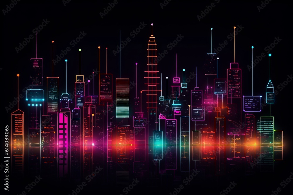 Aufkleber Developing a digital network for smart homes and cities. smart citi and network communication concepts. Generative AI