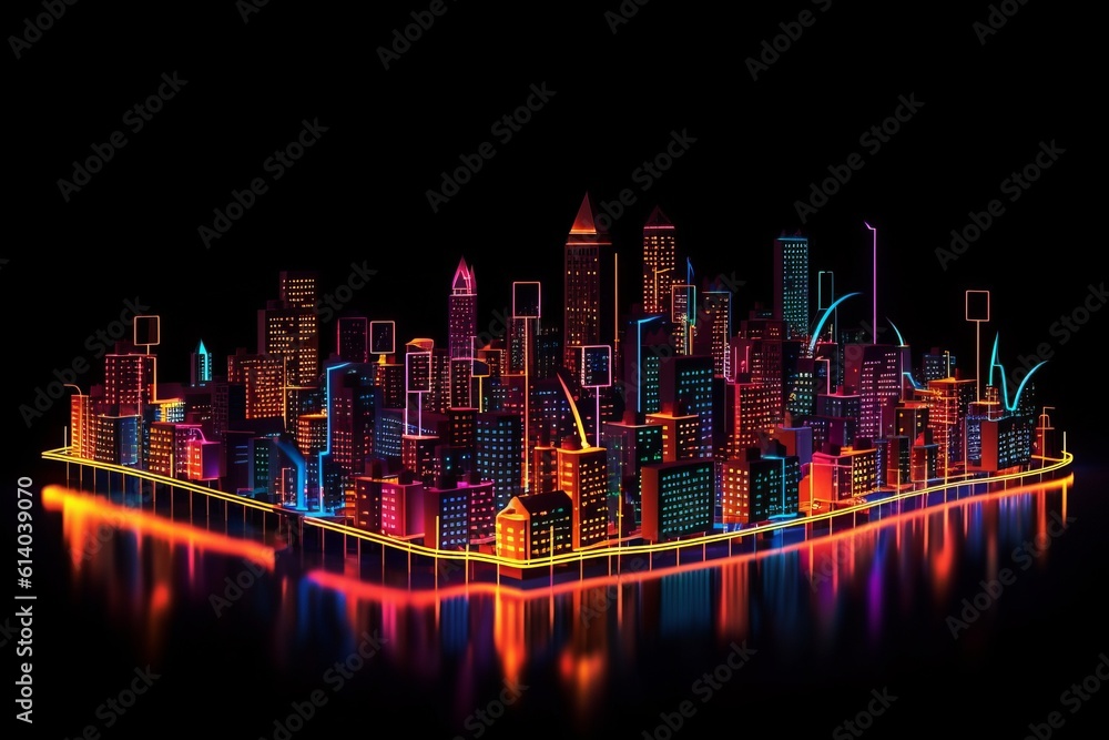 Leinwandbilder developing a digital network for smart homes and cities. smart citi and network communication concep