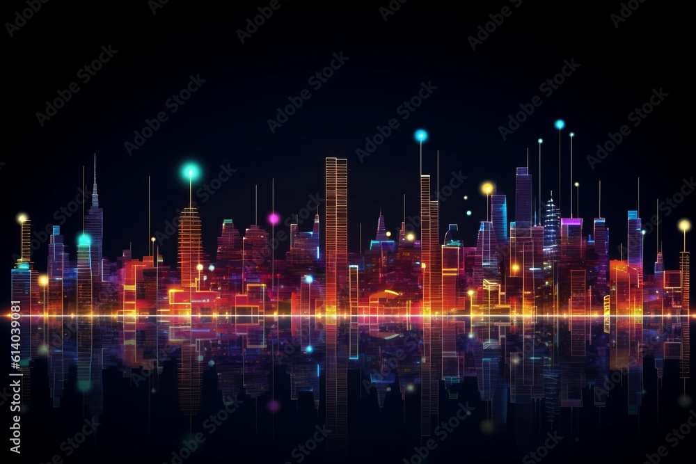 Poster developing a digital network for smart homes and cities. smart citi and network communication concep