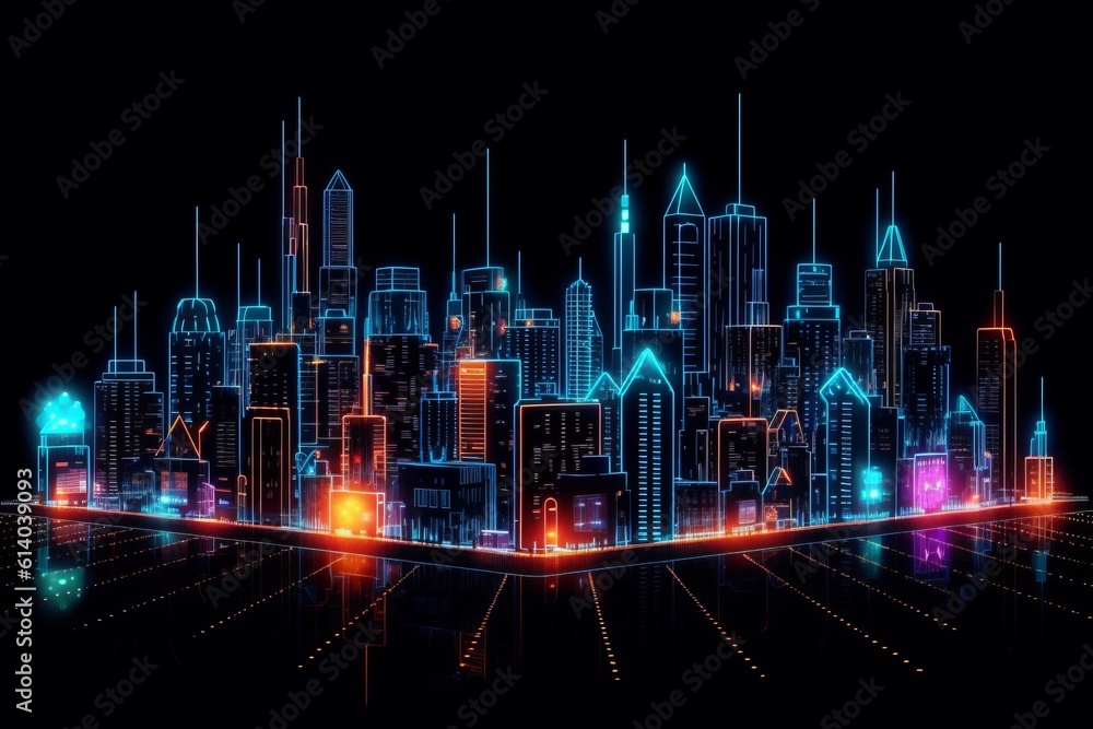 Leinwandbilder developing a digital network for smart homes and cities. smart citi and network communication concep
