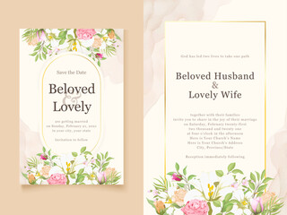 Wonderful Roses Watercolor Wedding Invitation Card