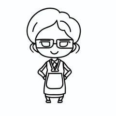 Fototapeta premium Chibi female teacher illustration for learning to draw