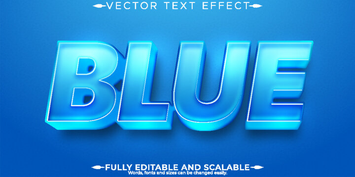 Blue text effect, editable water and ocean text style