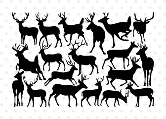 Deer Silhouette, Deer SVG, Gazelle Svg, Buck Svg, Hunting Svg, Deer Head Svg, Deer Bundle, SB00250