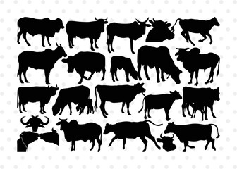 Cow Silhouette, Cow SVG, Ox Svg, Cattle Svg, Animal Svg, Cow Bundle, SB00243
