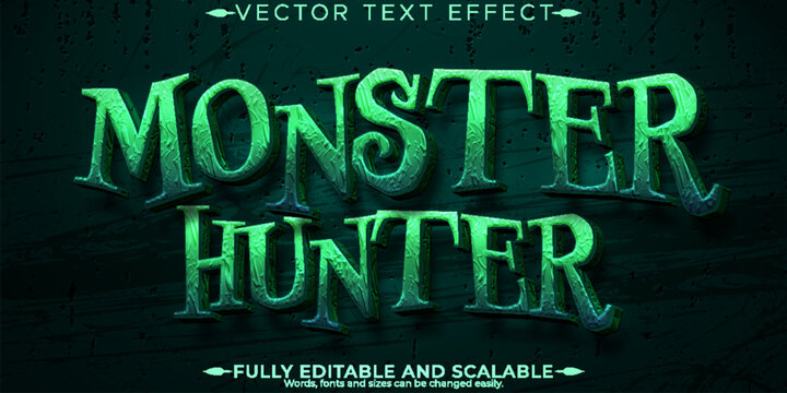 Monster hunter text effect, editable horror and scary text style