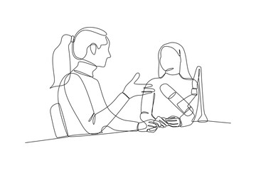 Single one line drawing podcast concept. Continuous line draw design graphic vector illustration.