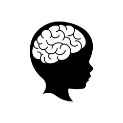 Child head with brain silhouette
