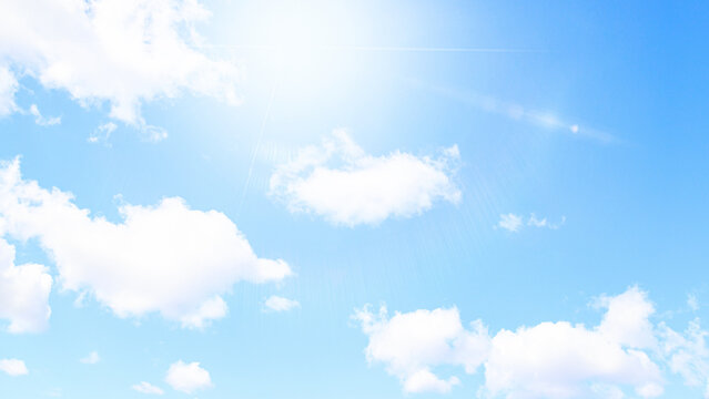 青空と雲と眩しい太陽｜16:9