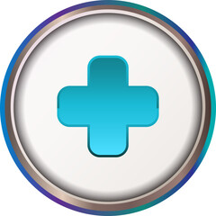 Fototapeta premium blue glossy button, add, plus, addition symbol