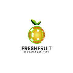 Vector Logo Illustration Fresh Fruit Gradient Colorful Style