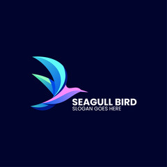 Vector Logo Illustration Seagull Gradient Colorful Style