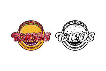 Tacos logo illustration design template