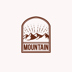 Vintage badge mountain outdoor forest camp logo design template 
