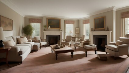 Naklejka na ściany i meble Colonial Living room | ai-generated