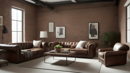 Fototapeta premium Industrial Living room | ai-generated